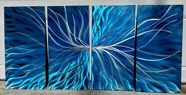 4 Panel Wavy Star Metal Wall Art Multi Color Art Show Exclusive