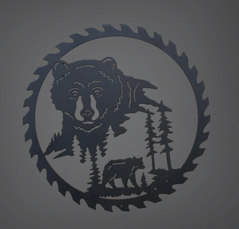 Bear Sawblade Metal Wall Art