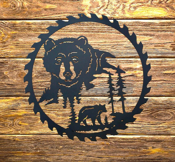 Bear Sawblade Metal Wall Art