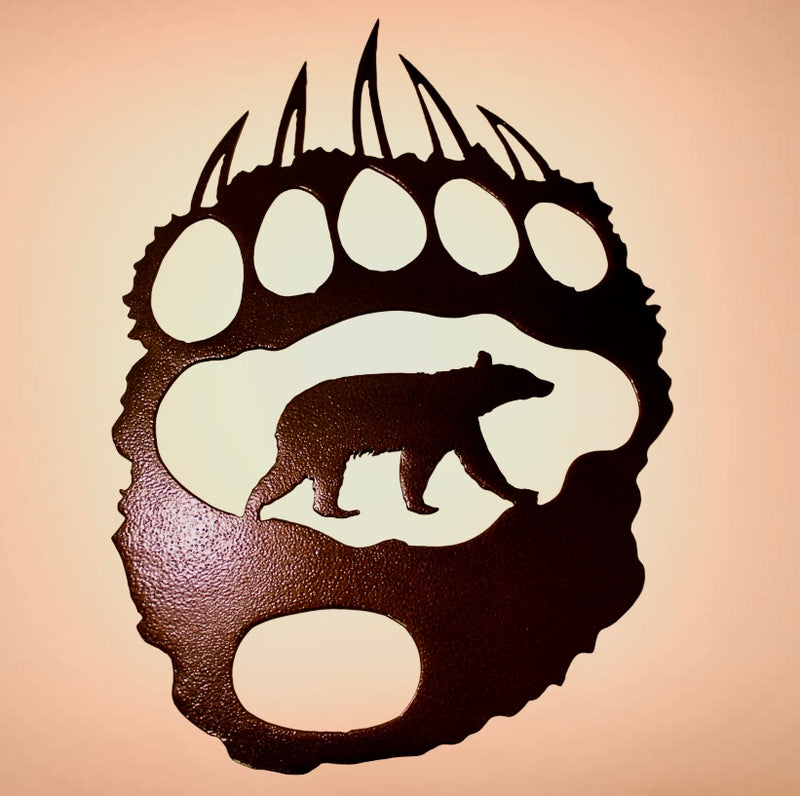 Bear Track with Bear Metal Wall Art