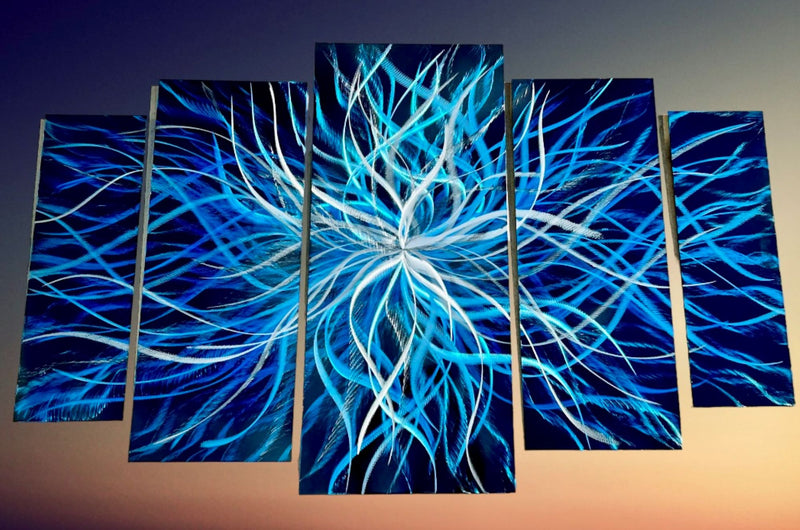 5 Panel Wavy Star Tall Metal Wall Art Multi Color Art Show Exclusive