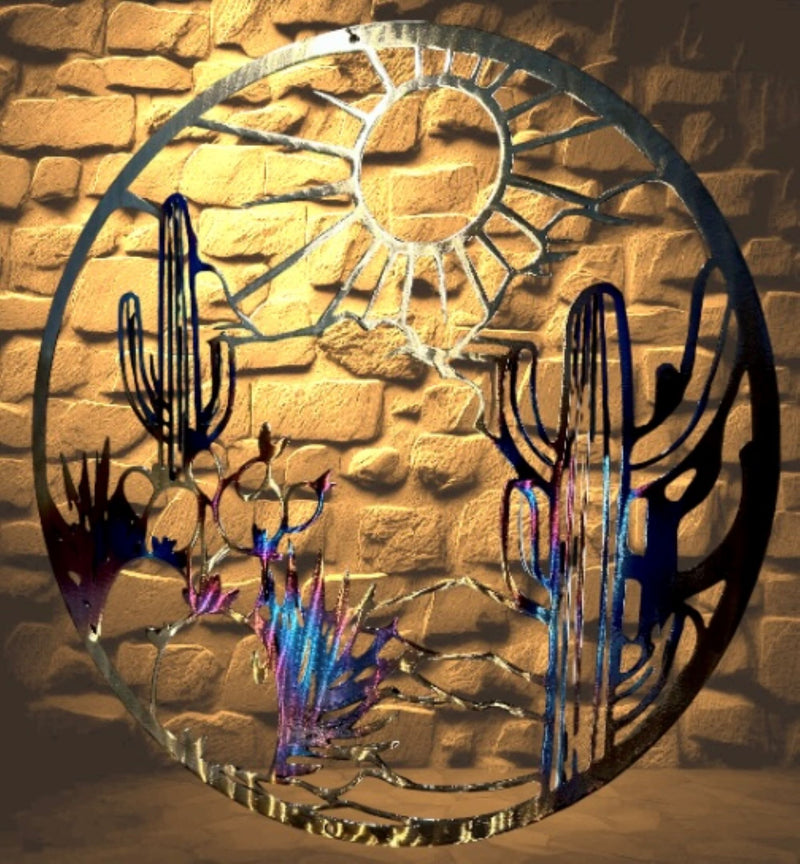 Desert Cactus Scene 2 Metal Wall Art