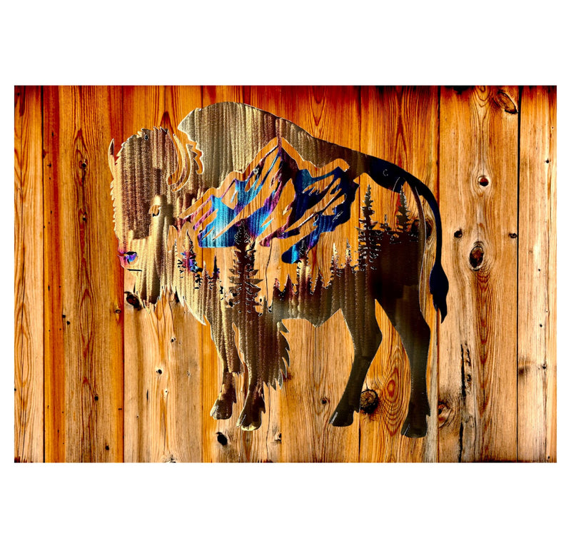 Buffalo Scene Metal Wall Art Heat Treated