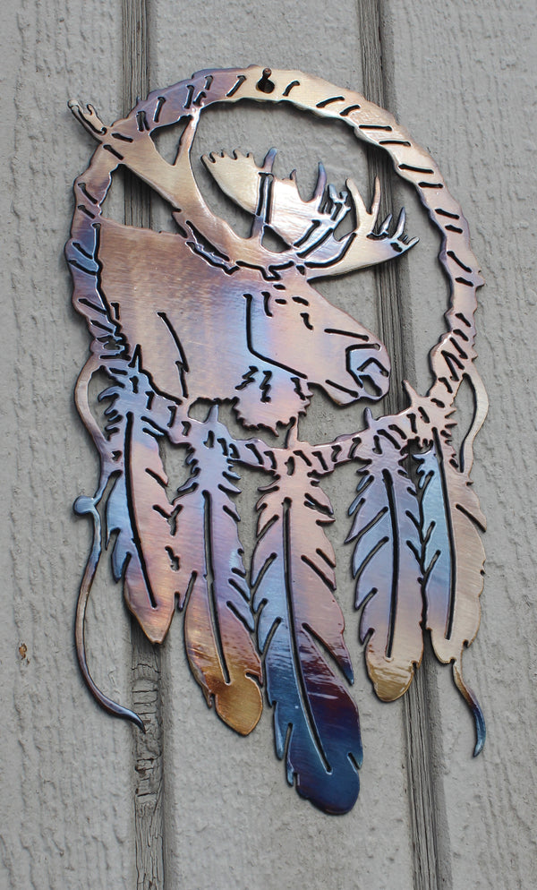 Moose Dream Catcher Metal Wall Art