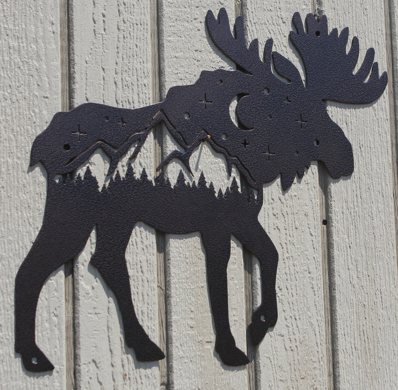 Moose with Stars Metal Wall Art