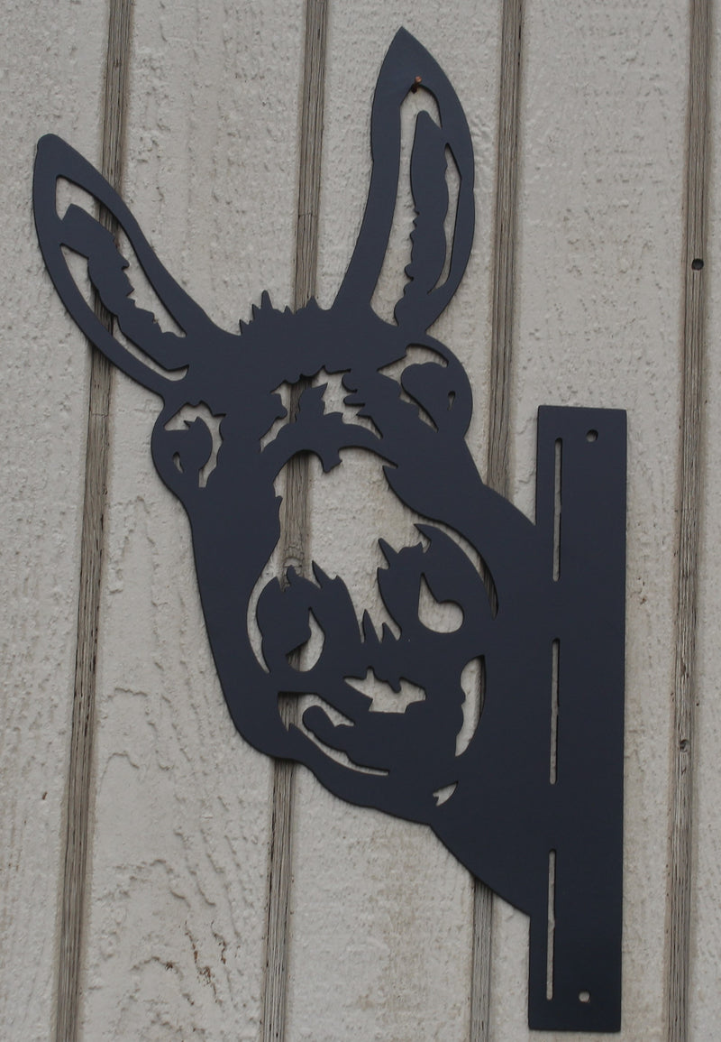 Peeking Donkey Metal Wall Art