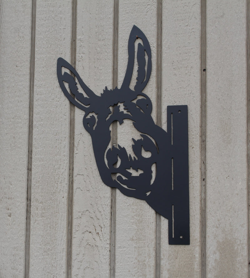 Peeking Donkey Metal Wall Art