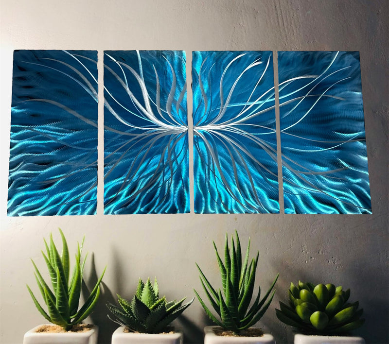 4 Panel Wavy Star Metal Wall Art Multi Color Art Show Exclusive