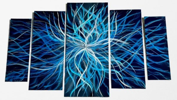 5 Panel Wavy Star Tall Metal Wall Art Multi Color Art Show Exclusive