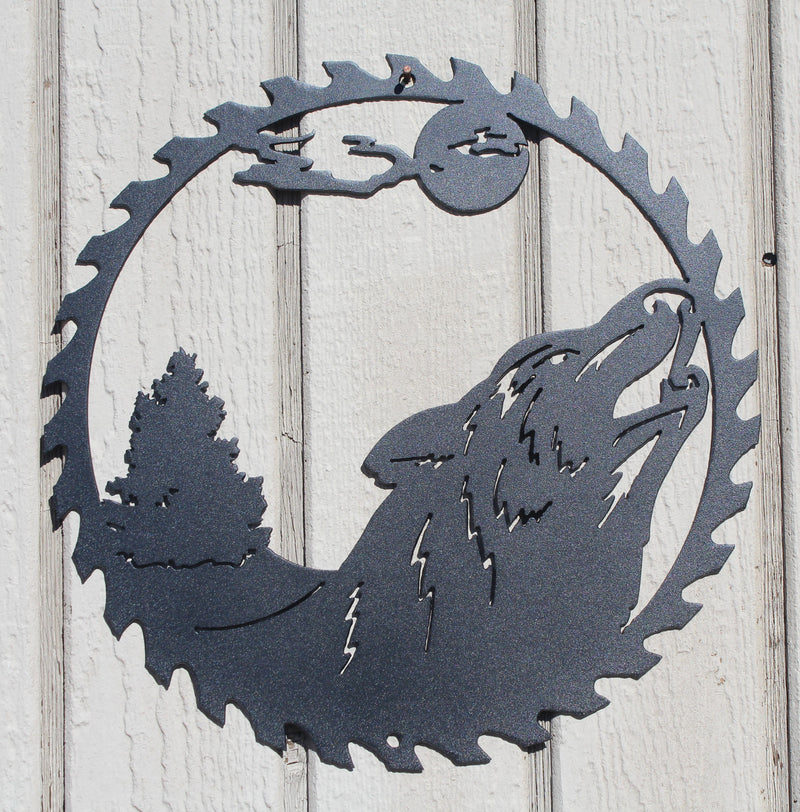 Wolf Sawblade Metal Wall Art