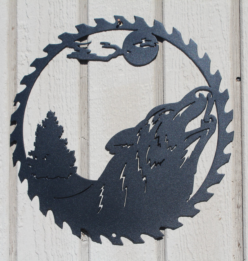 Wolf Sawblade Metal Wall Art