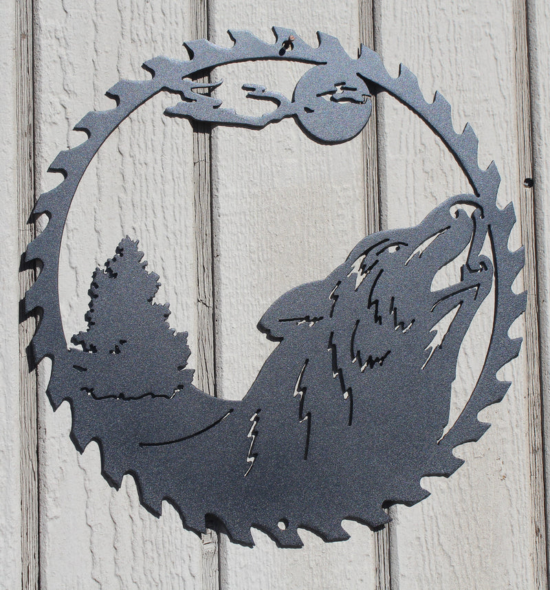 Wolf Sawblade Metal Wall Art