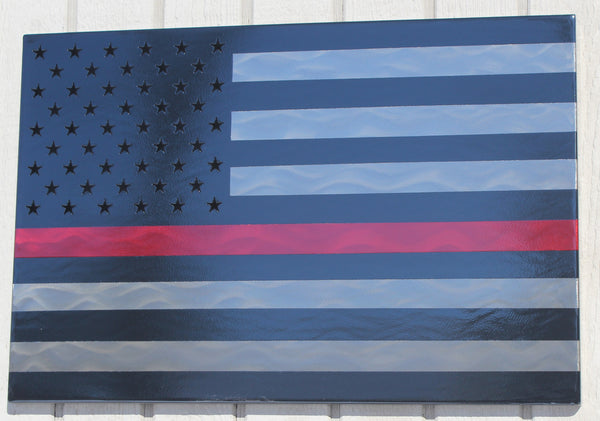 American Flag Thin Red Line Metal Wall Art Single Panel