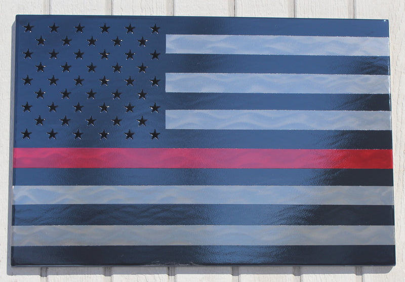 American Flag Thin Red Line Metal Wall Art Single Panel