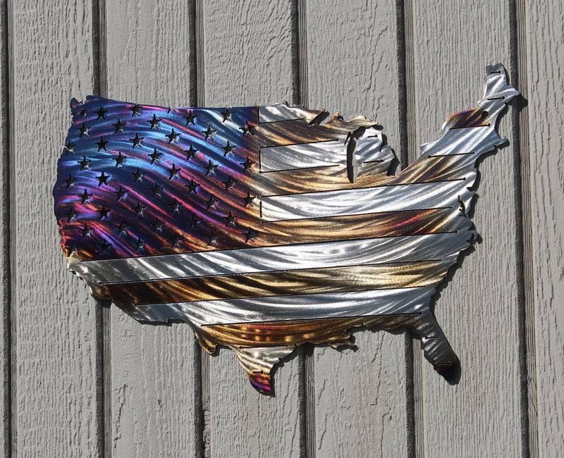 American Flag in USA Metal Wall Art Heat Treated