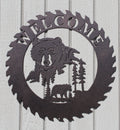 Bear Sawblade Welcome Sign Metal Wall Art