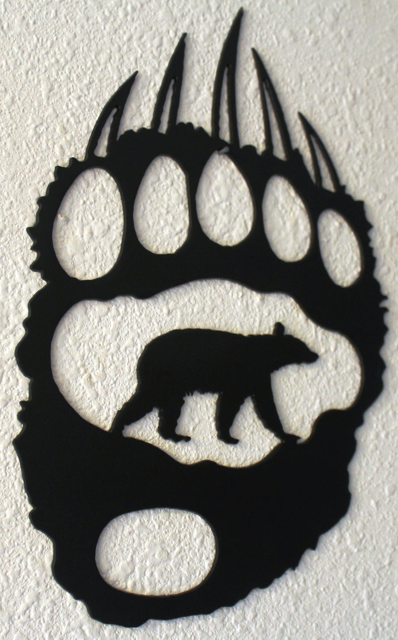 Bear Track with Bear Metal Wall Art