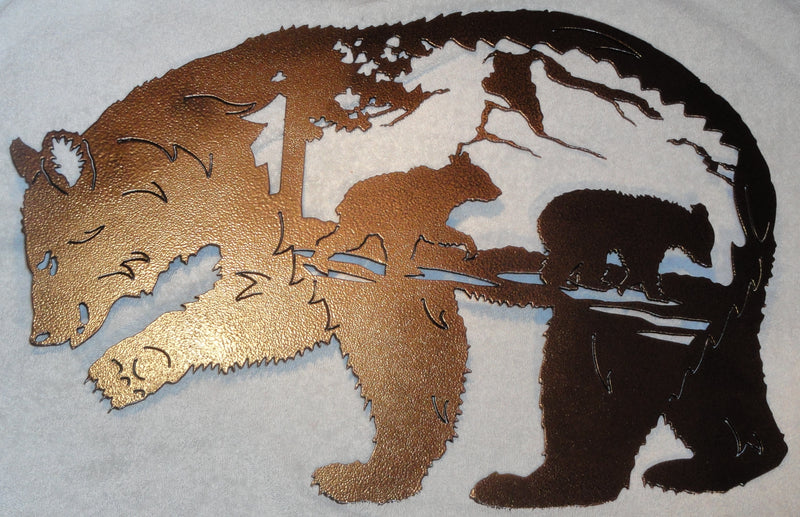 Bear with Bear Scene Metal Wall Art