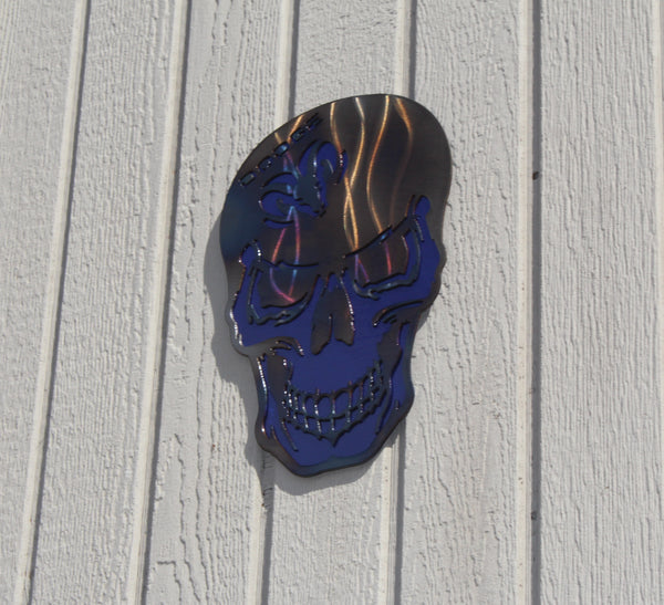 Skull with Dodge Logo Metal Wall Art