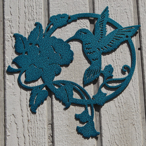 Feeding Hummingbird Metal Wall Art