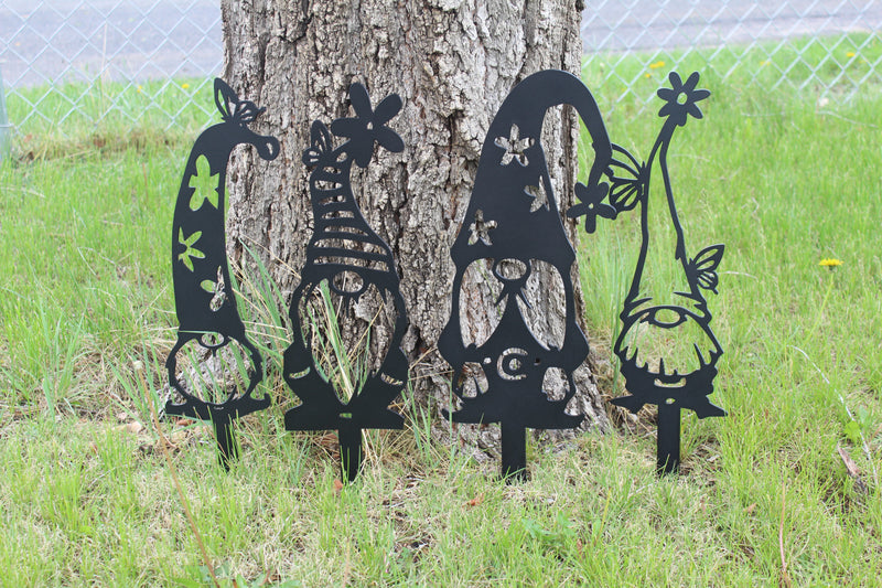 Garden Gnome Metal Garden Stakes