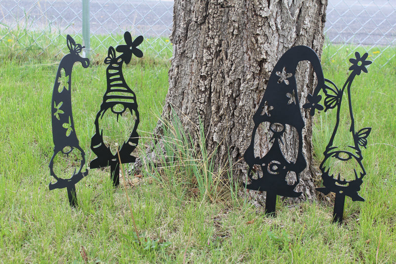 Garden Gnome Metal Garden Stakes