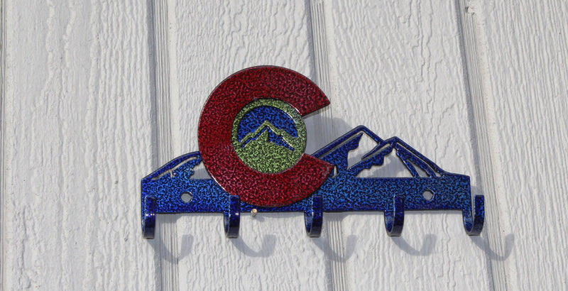 Colorado with Mountains Key Holder Metal Wall Art