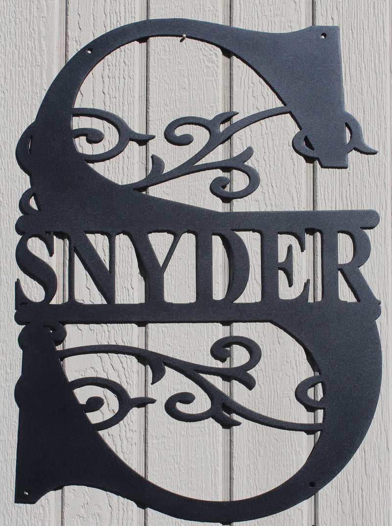 Split Letter Monogrammed Name Metal Wall Art