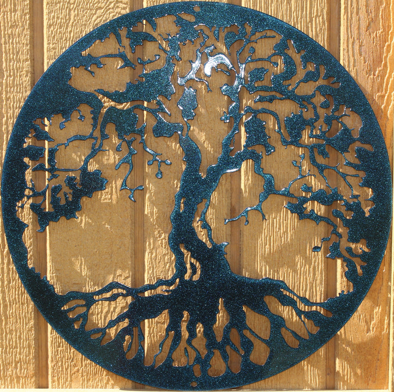 Tree of Life Metal Wall Art Chameleon Teal