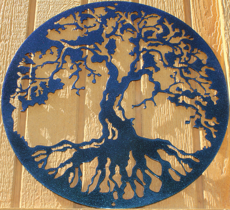 Tree of Life Metal Wall Art Chameleon Teal